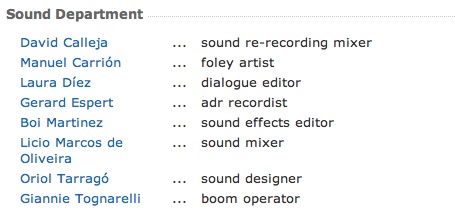 Departamento de sonido de -Los últimos días-.