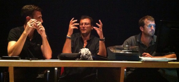 De Izqd a Drch: Oriol Tarragó, David Calleja y David Sans.