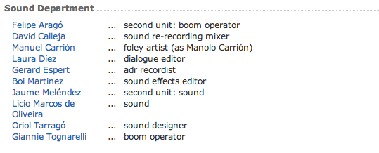 Departamento de sonido de -Los Últimos días-.